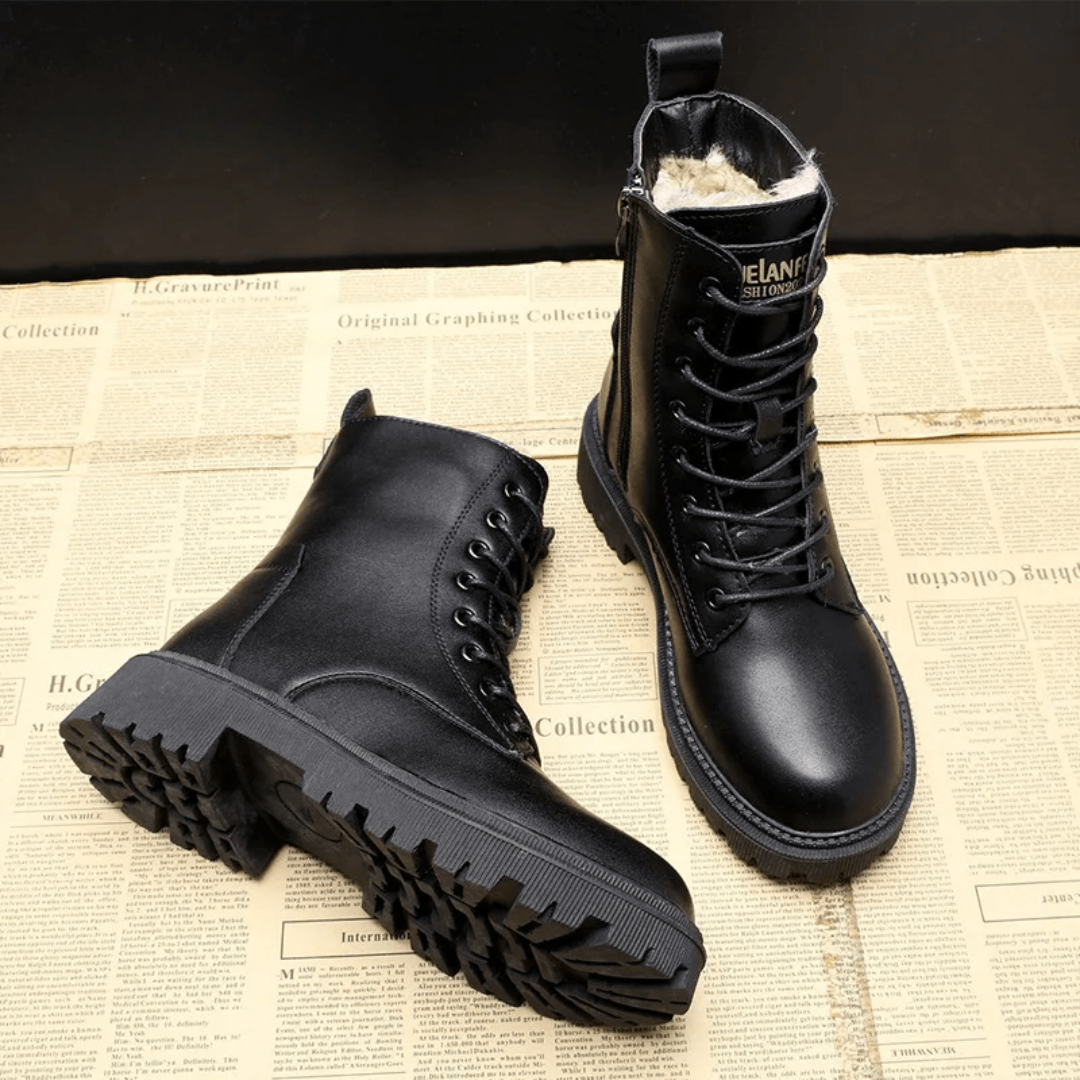 Bernadette - Black leather winter boots