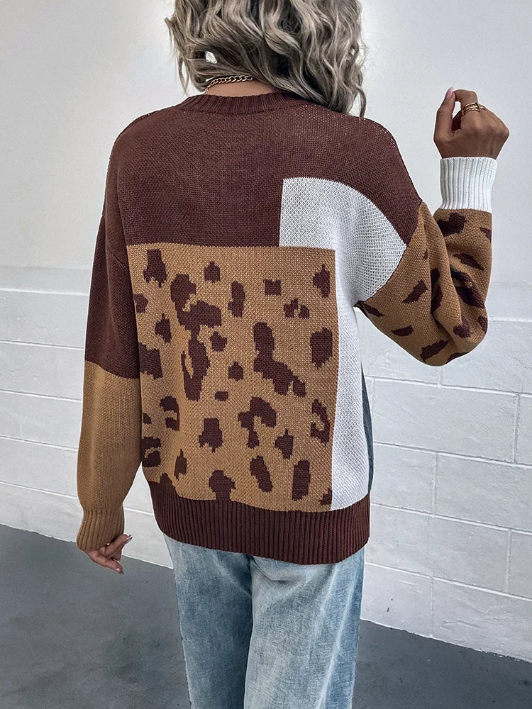 Essencia | Vintage Leopard Patchwork Sweater